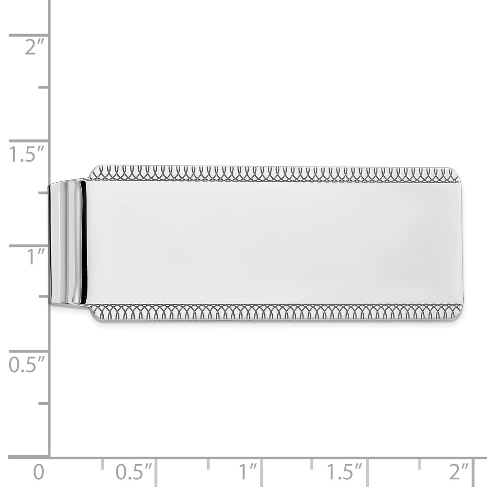 Sterling Silver Rhodium-plated Satin Front Satin Back Money Clip (QQ44)