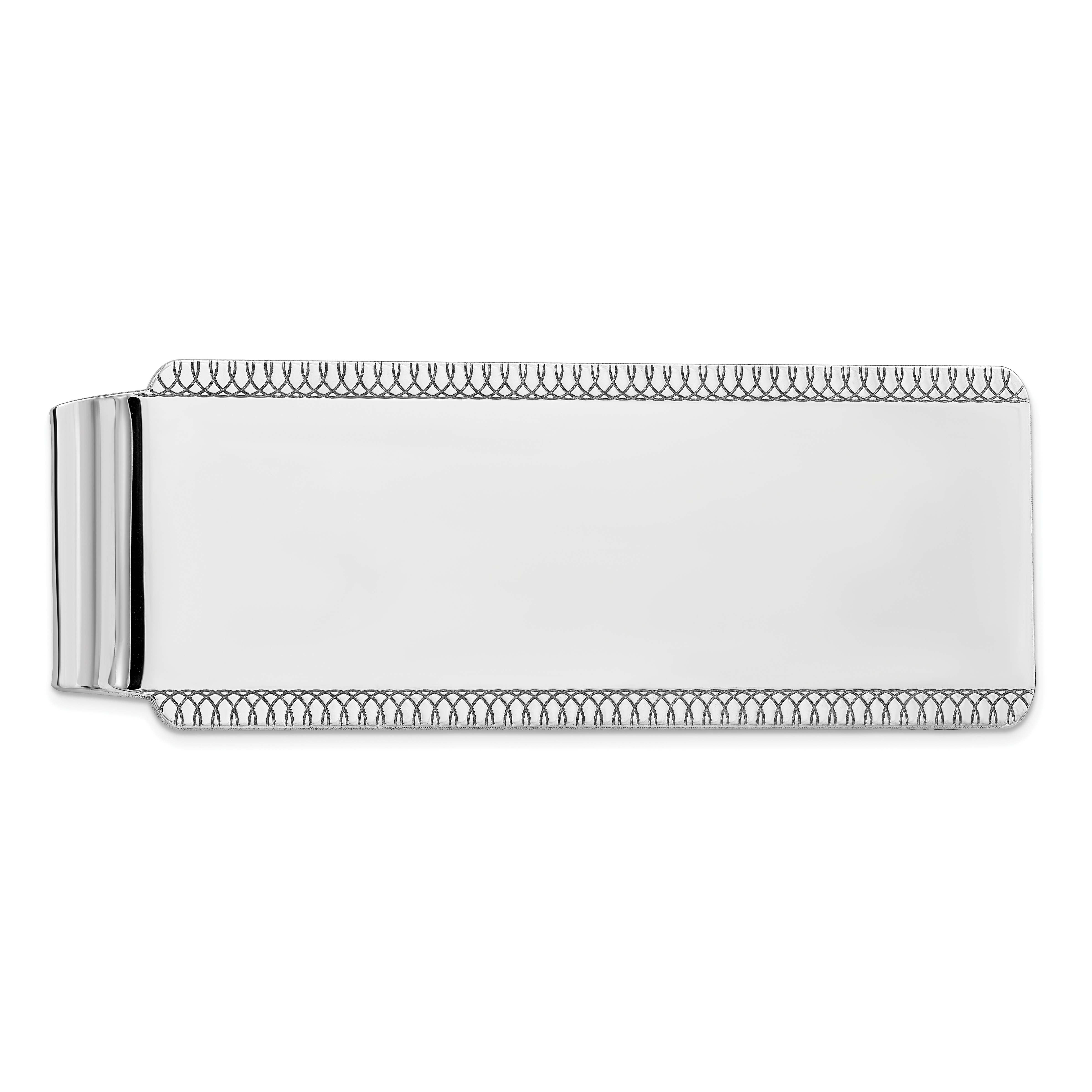 Sterling Silver Rhodium-plated Satin Front Satin Back Money Clip (QQ44)