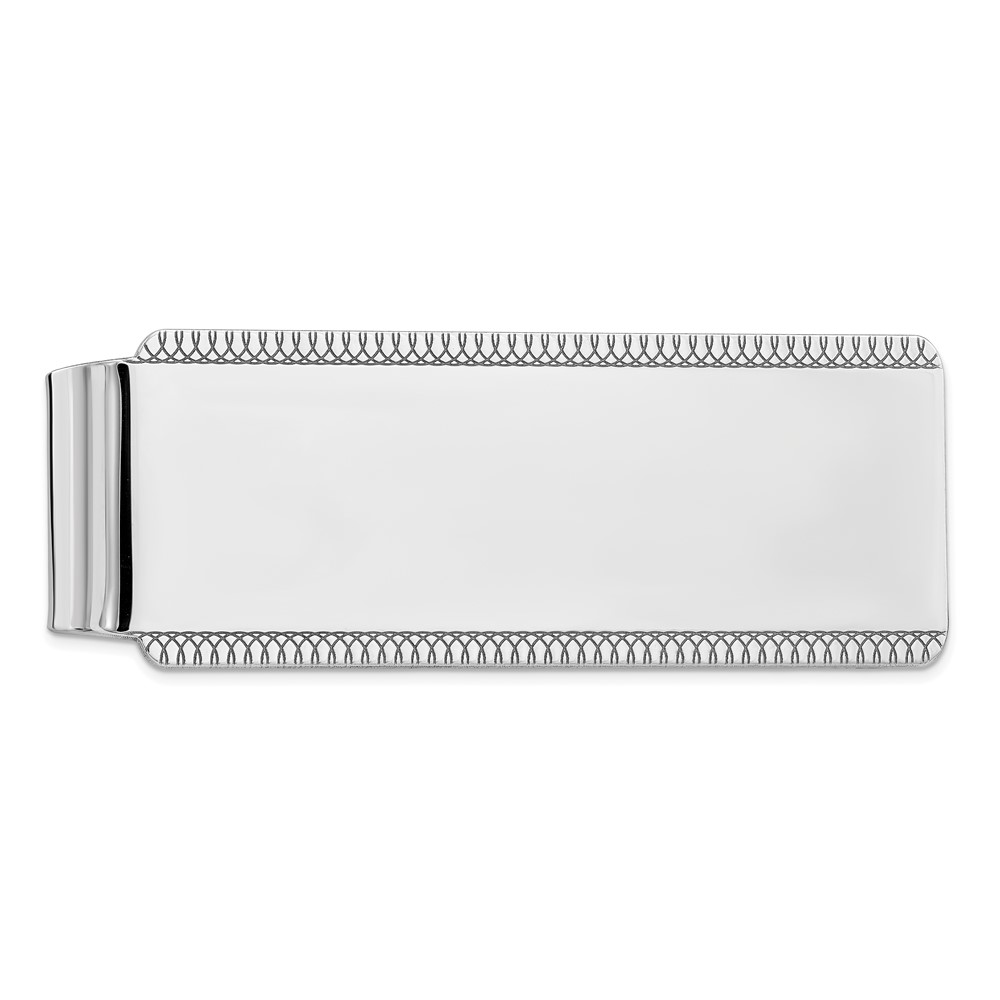 Sterling Silver Rhodium-plated Satin Front Satin Back Money Clip (QQ44)