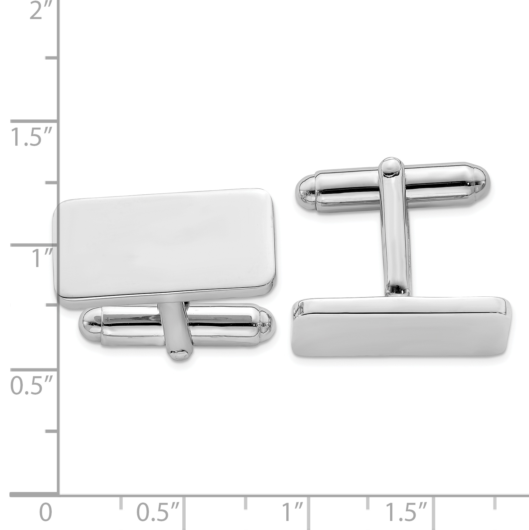 Sterling Silver Rhodium-plated Cuff Links 20mm 15mm style QQ181 