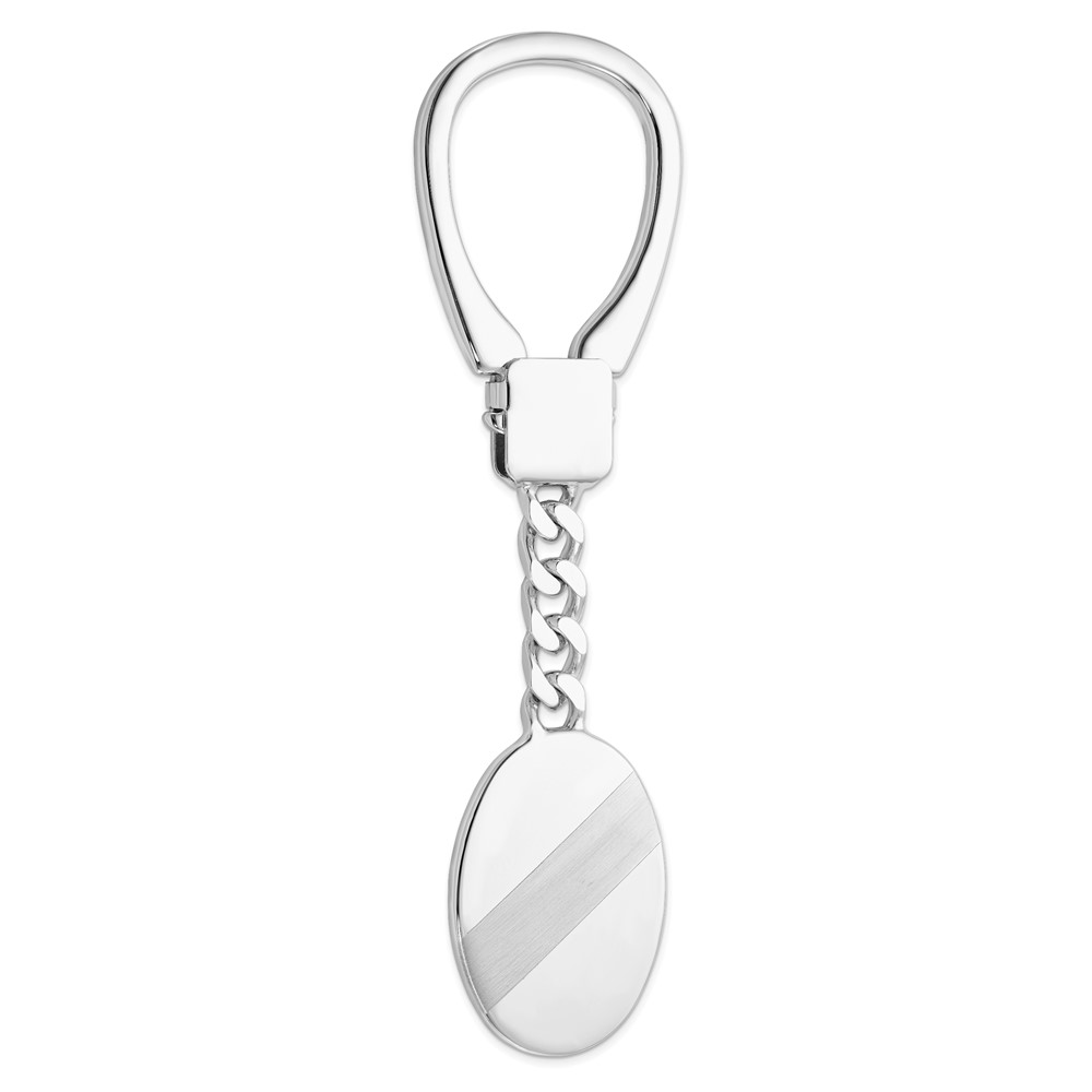 Sterling Silver Rhodium Plated Brushed & Polished Key Chain (QQ498)