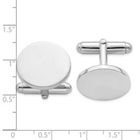 Sterling Silver Rhodium Plated Round Cuff Links view 2
