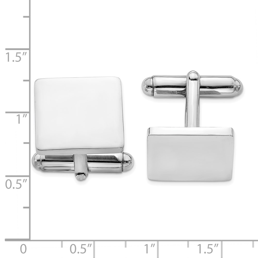 Sterling Silver Rhodium Plated Square Cuff Links (QQ510)