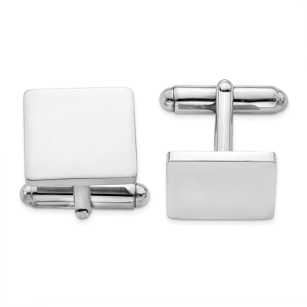 Sterling Silver Rhodium Plated Square Cuff Links (QQ510)