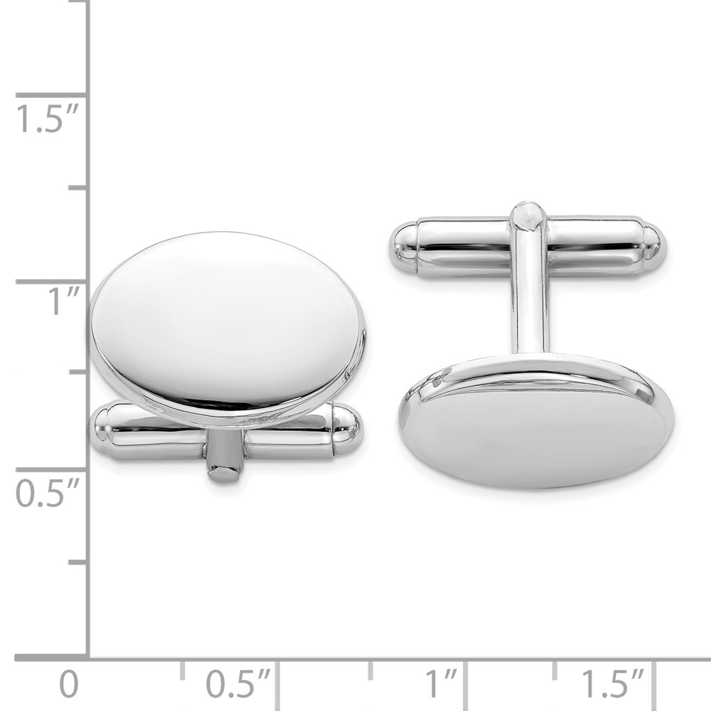 Sterling Silver Rhodium Plated Oval Cuff Links (QQ513)