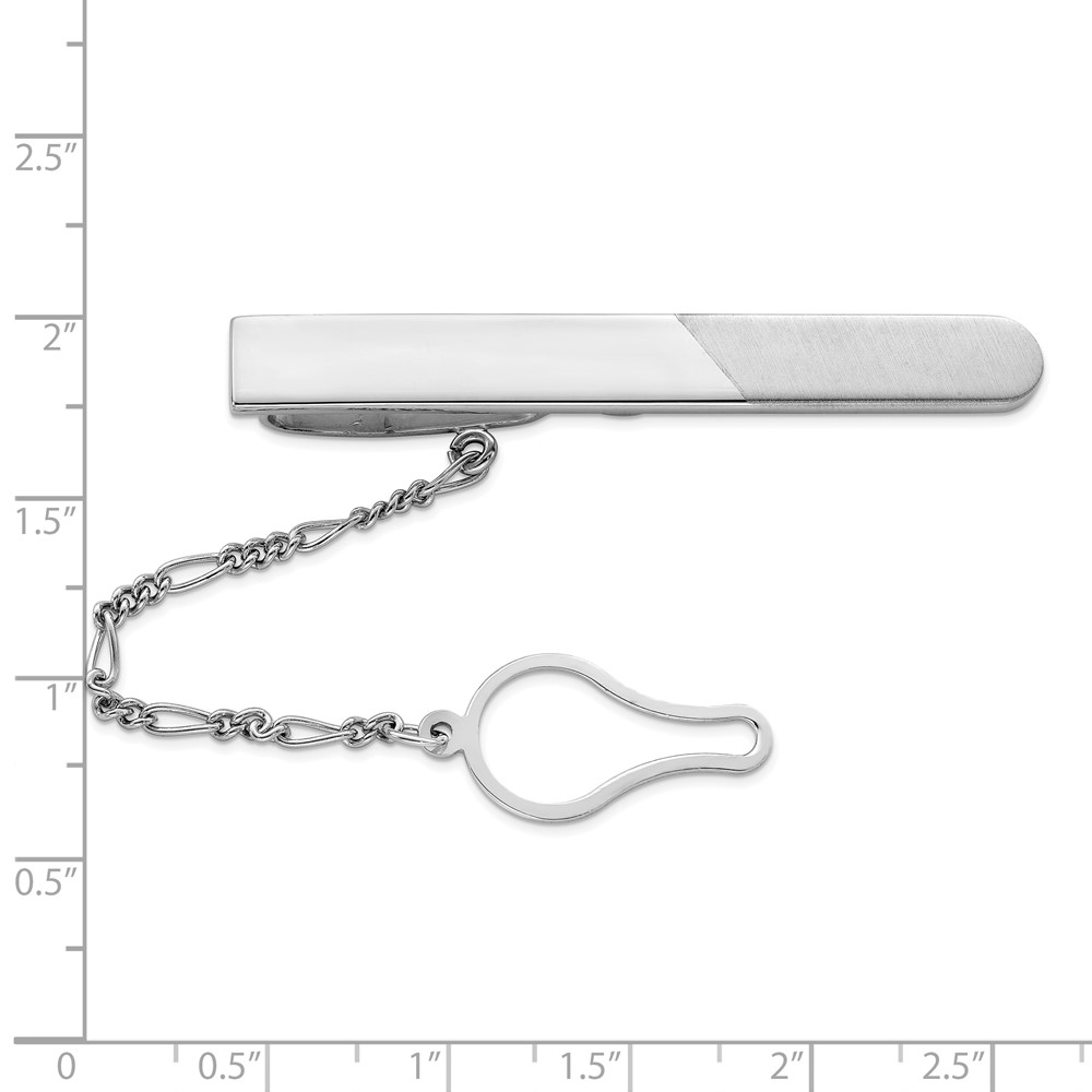 Sterling Silver Rhodium Plated Tie Clip (QQ524)