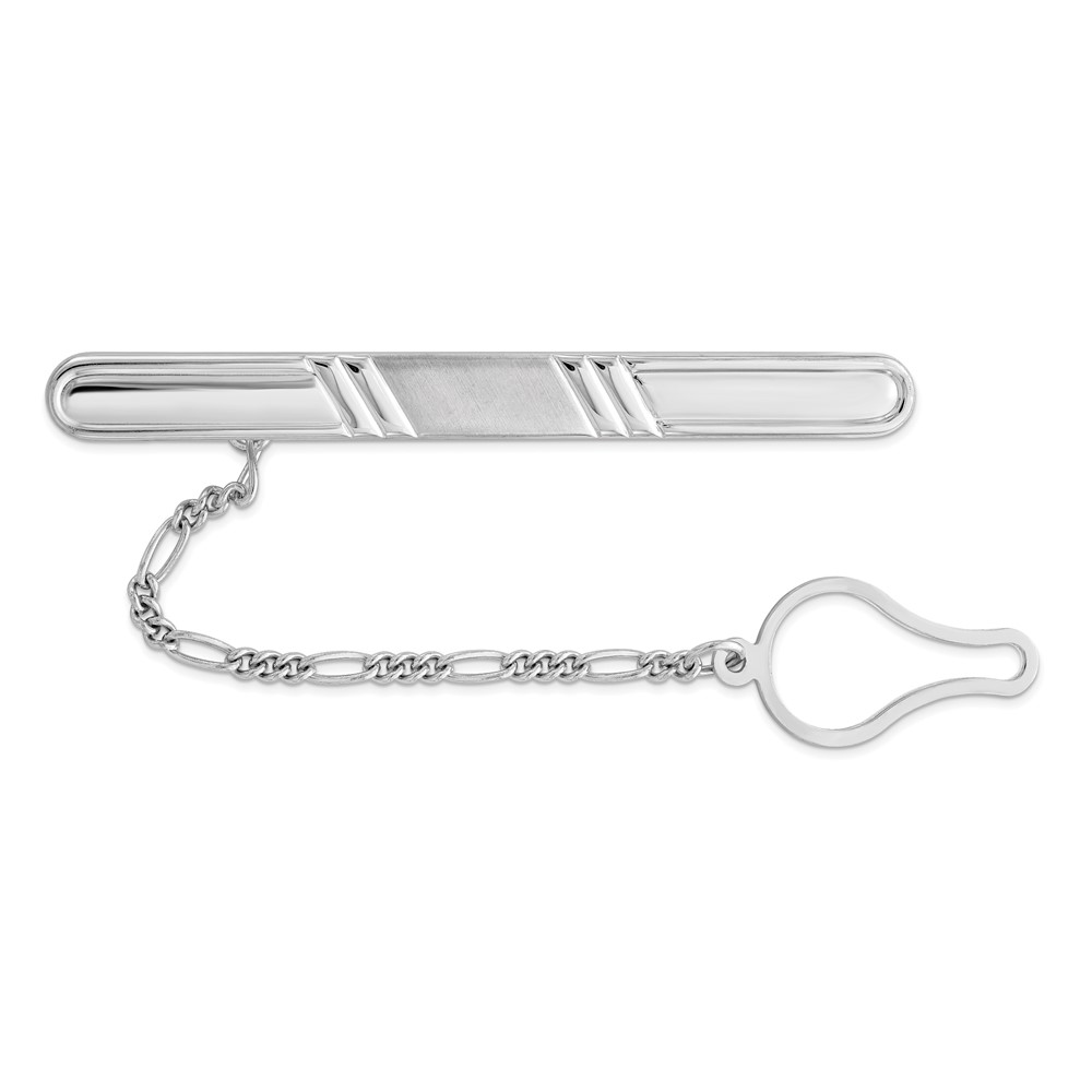 Sterling Silver Rhodium Plated Tie Clip (QQ525)