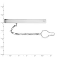 Sterling Silver Rhodium Plated with CZ Tie Clip view 2