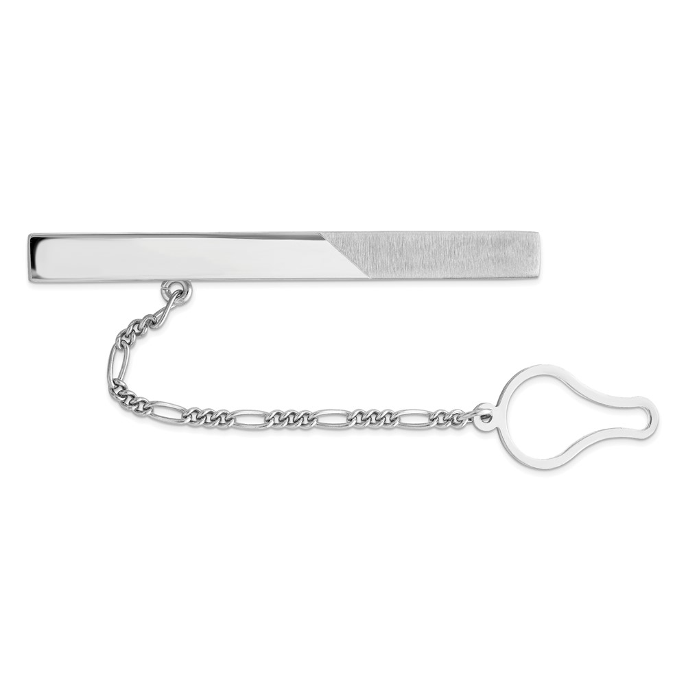 Sterling Silver Rhodium Plated Tie Clip (QQ528)