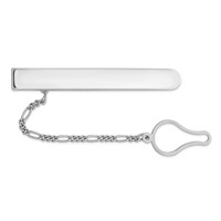 Sterling Silver Rhodium Plated Tie Clip view 1