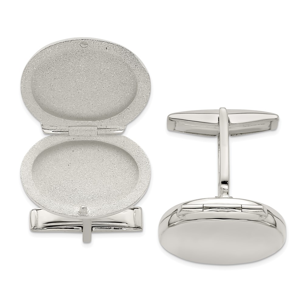 Sterling Silver Oval Locket Cufflinks (QQ547)