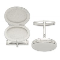 Sterling Silver Oval Locket Cufflinks view 3