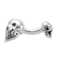 Sterling Silver Antiqued Black Ink Texture Moveable Skull Cuff Links view 2