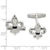 Sterling Silver Fleur De Lis with Onyx Cuff Links view 2