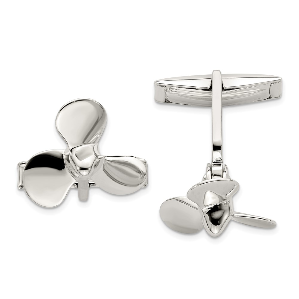 Sterling Silver Propeller Cuff Links (QQ559)