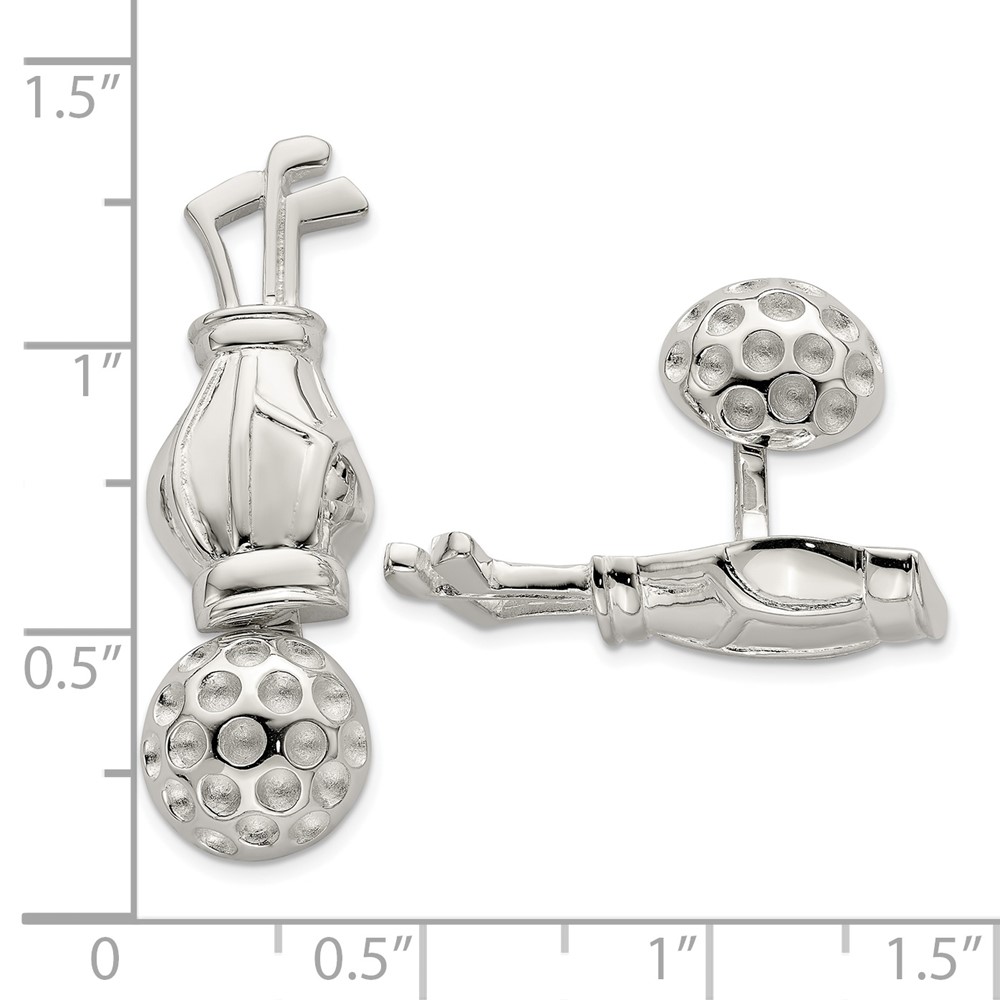 Sterling Silver Reversible Golf Clubs &Ball Cufflinks (QQ567)