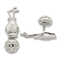 Sterling Silver Reversible Golf Clubs &Ball Cufflinks view 1