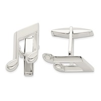 Sterling Silver Music Note Cuff Links view 1