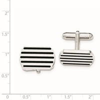 Sterling Silver Black 5 Stripe Enamel Cuff Link view 2