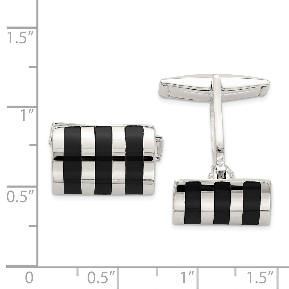 Sterling Silver Onyx Cufflinks (QQ576)