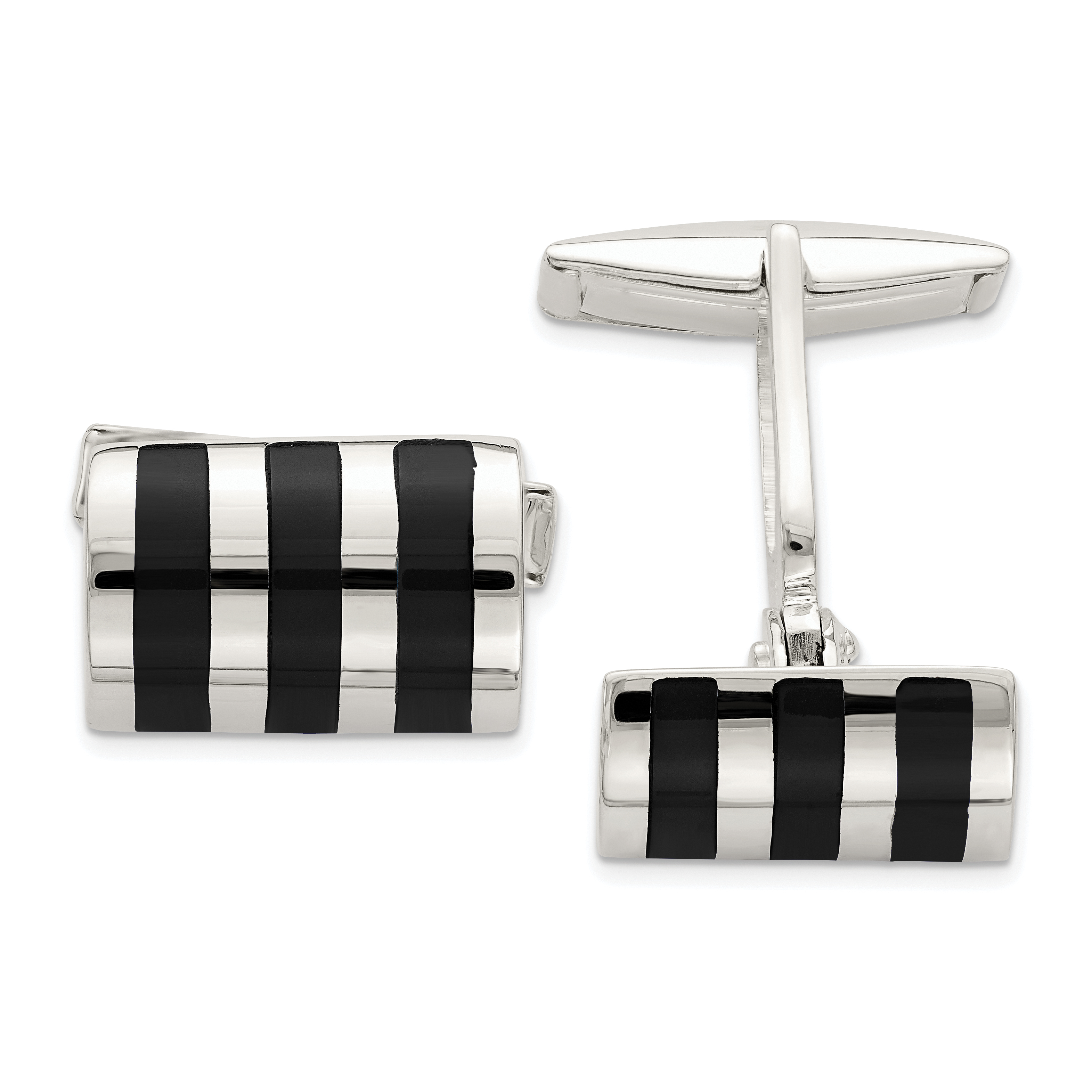 Sterling Silver Onyx Cufflinks (QQ576)