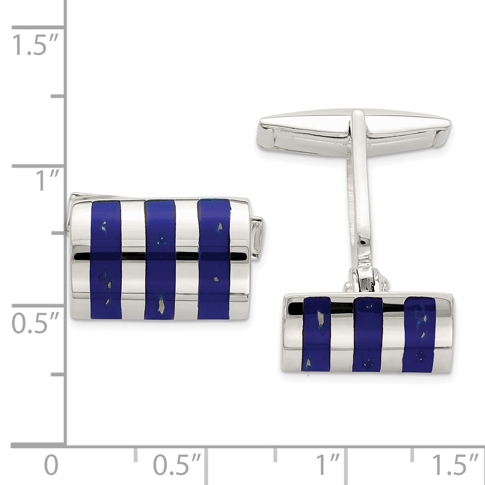 Sterling Silver Lapis Cuff Links (QQ577)