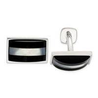 Sterling Silver Mother of Pearl & Onyx Cufflinks view 1