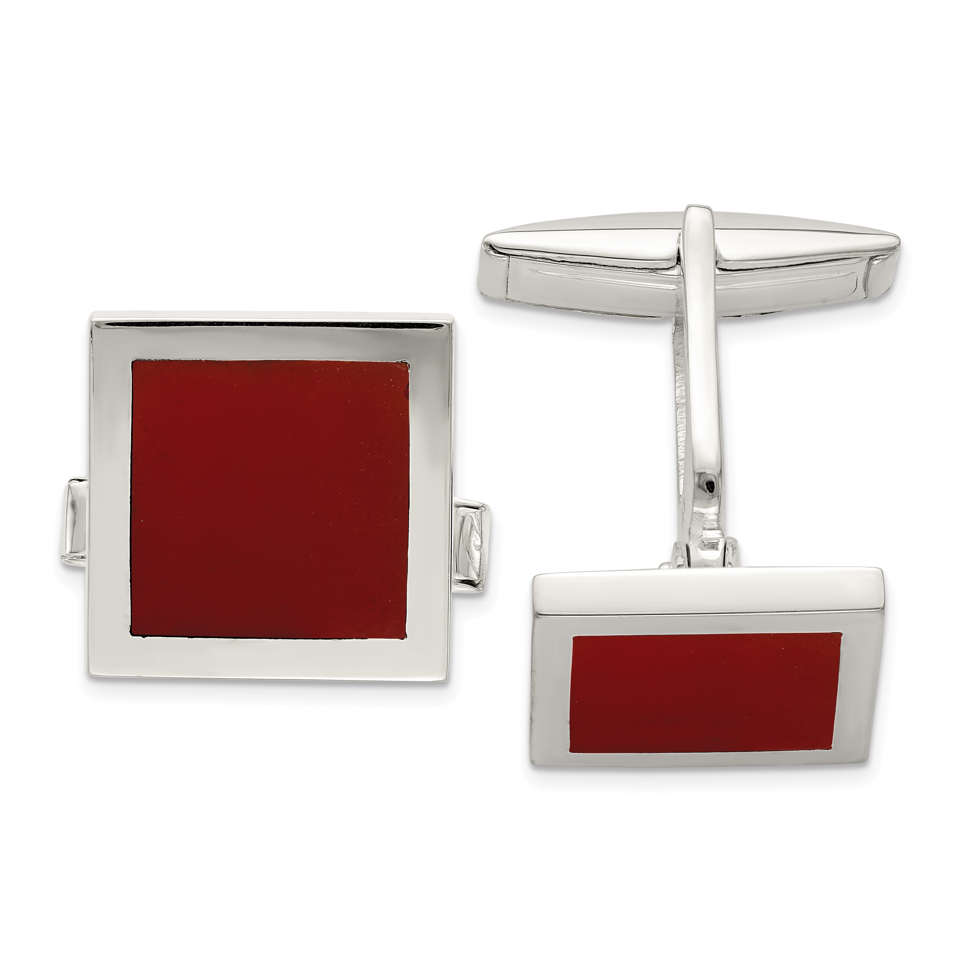 Sterling Silver Red Agate Cuff Links (QQ579)
