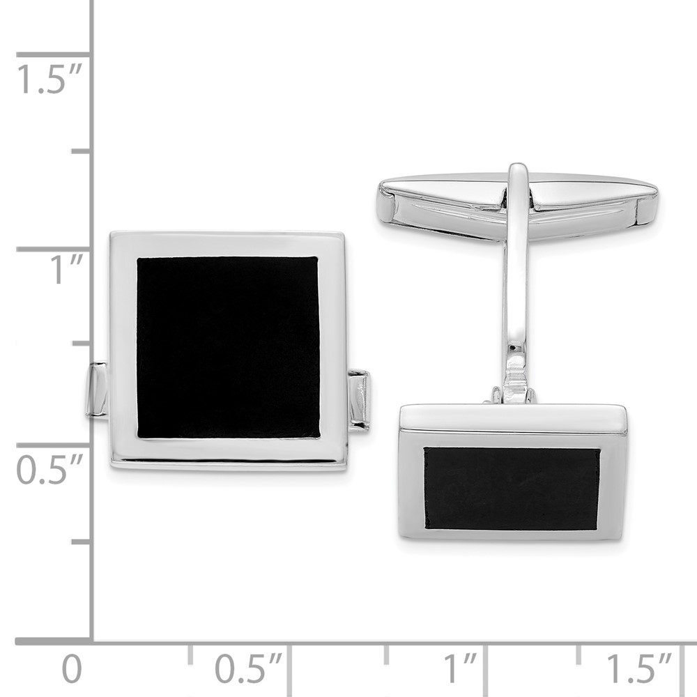 Sterling Silver Onyx Cuff Links (QQ580)