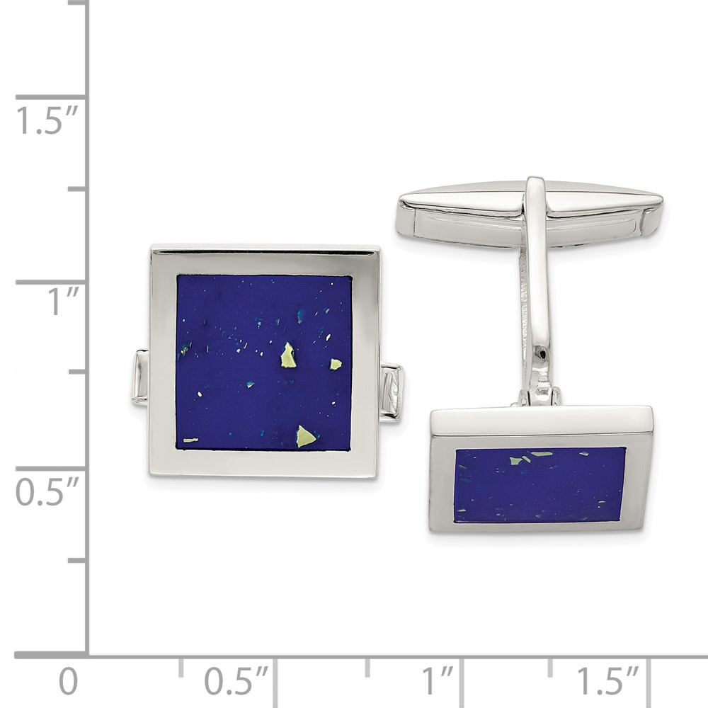 Sterling Silver Lapis Cuff Links (QQ581)