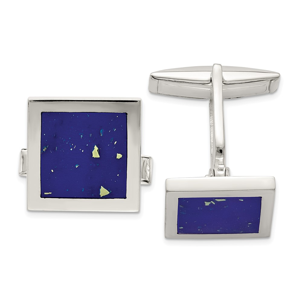 Sterling Silver Lapis Cuff Links (QQ581)