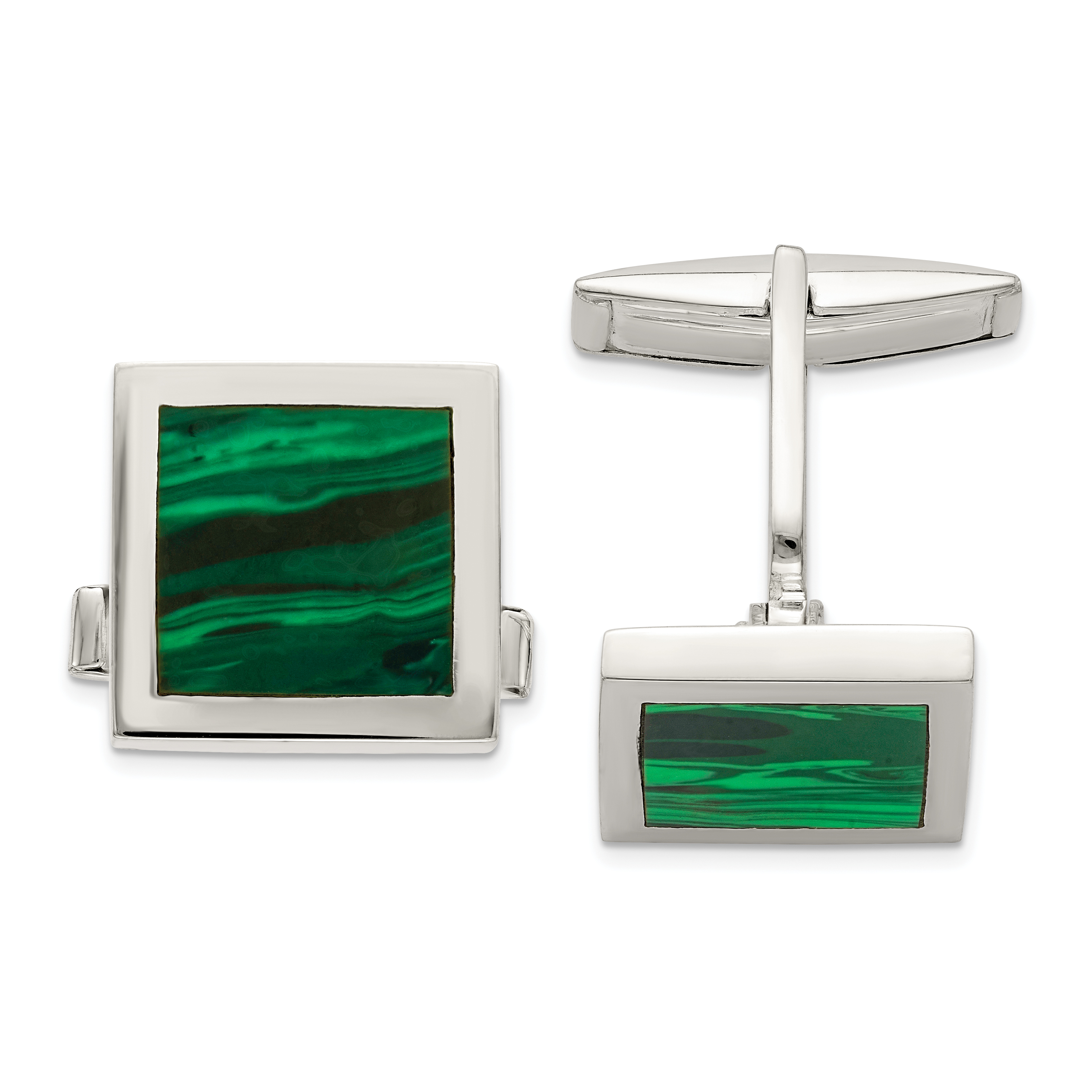 Sterling Silver Malachite Cuff Links (QQ582)