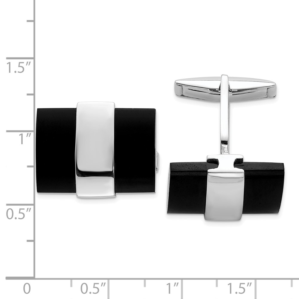 Sterling Silver Onyx Cuff Links (QQ583)