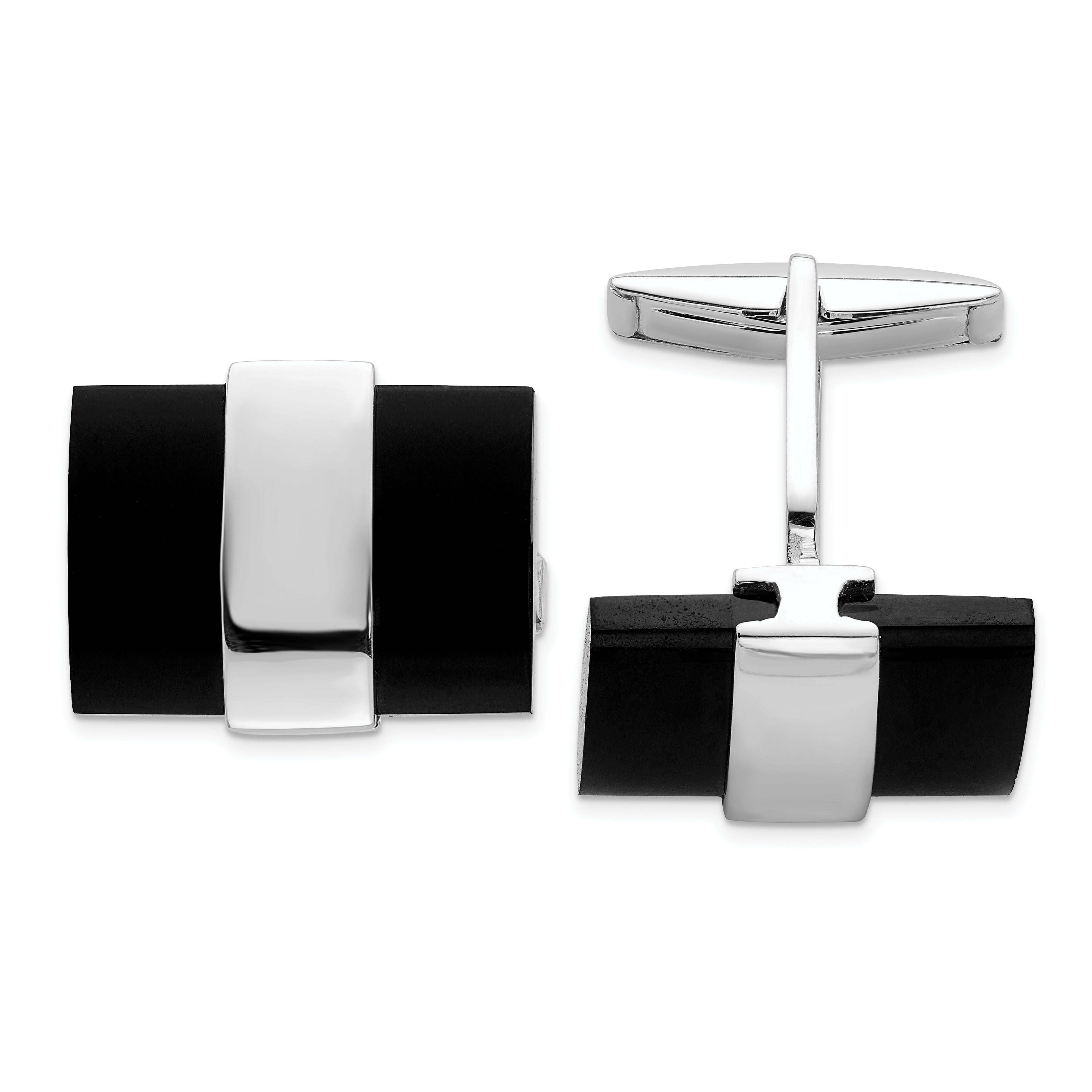 Sterling Silver Onyx Cuff Links (QQ583)