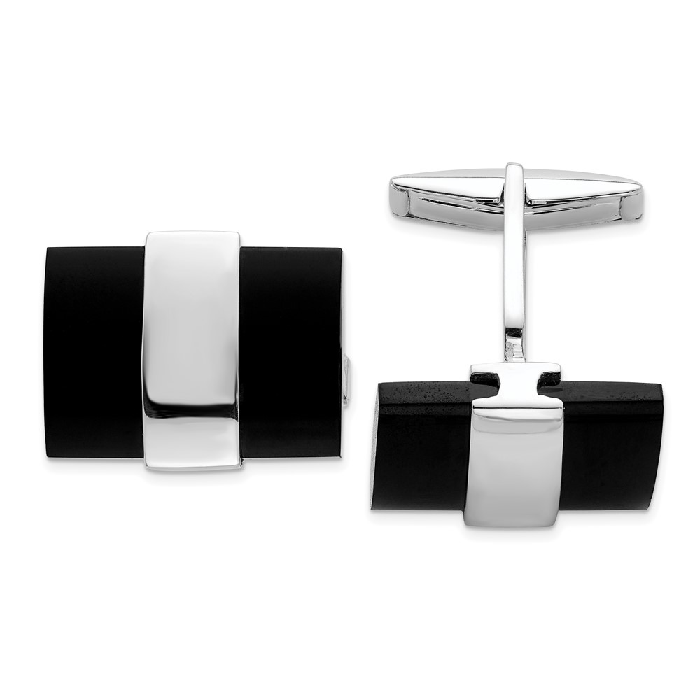Sterling Silver Onyx Cuff Links (QQ583)