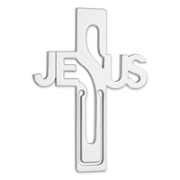 Sterling Silver Rhodium-plated Jesus Cross Bookmark view 1