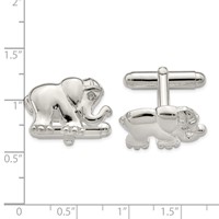 Sterling Silver CZ Elephant Cuff Links view 2