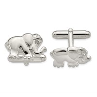 Sterling Silver CZ Elephant Cuff Links view 1