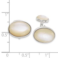 Sterling Silver Oval Mother of Pearl Cuff Links view 2