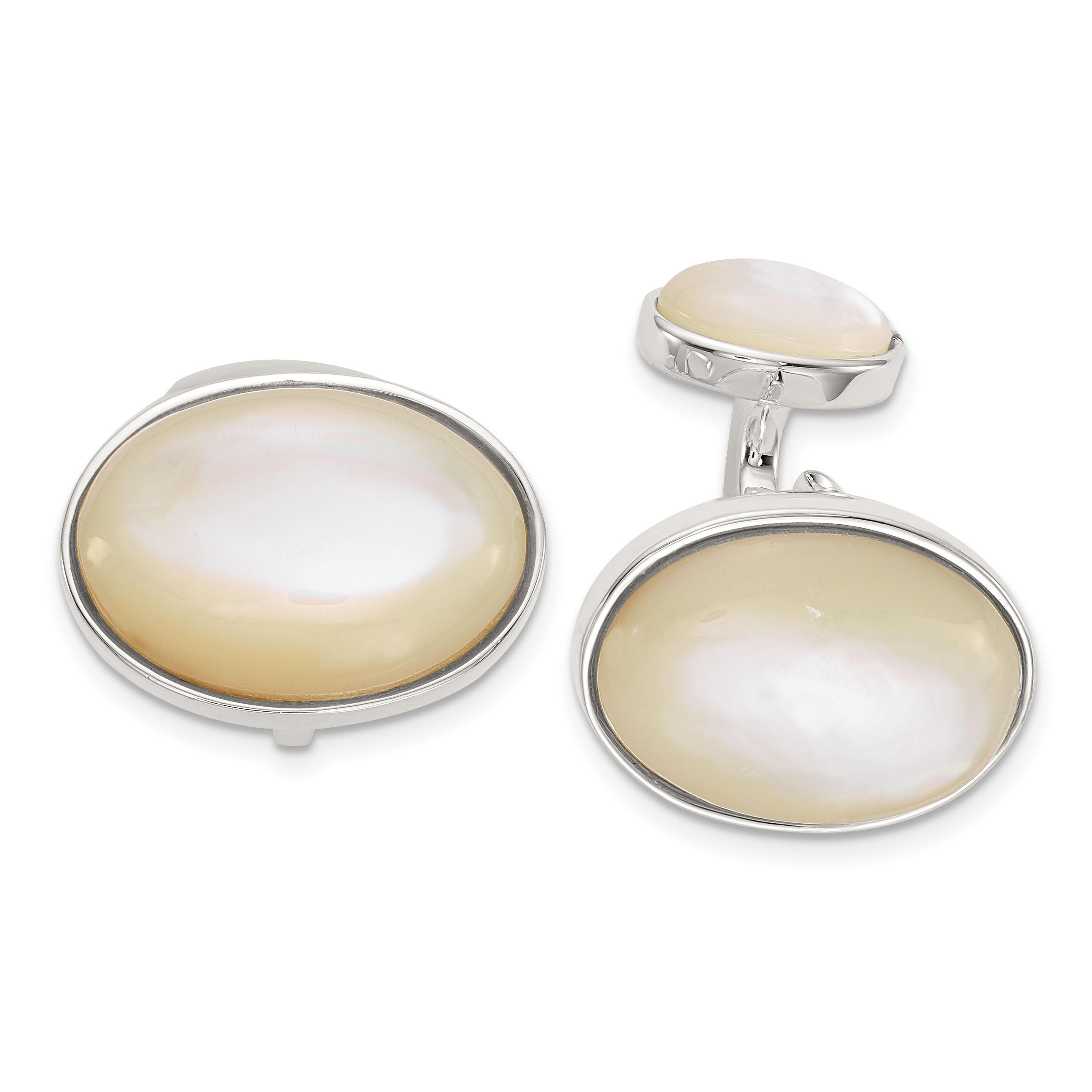Sterling Silver Oval Mother of Pearl Cuff Links (QQ609)