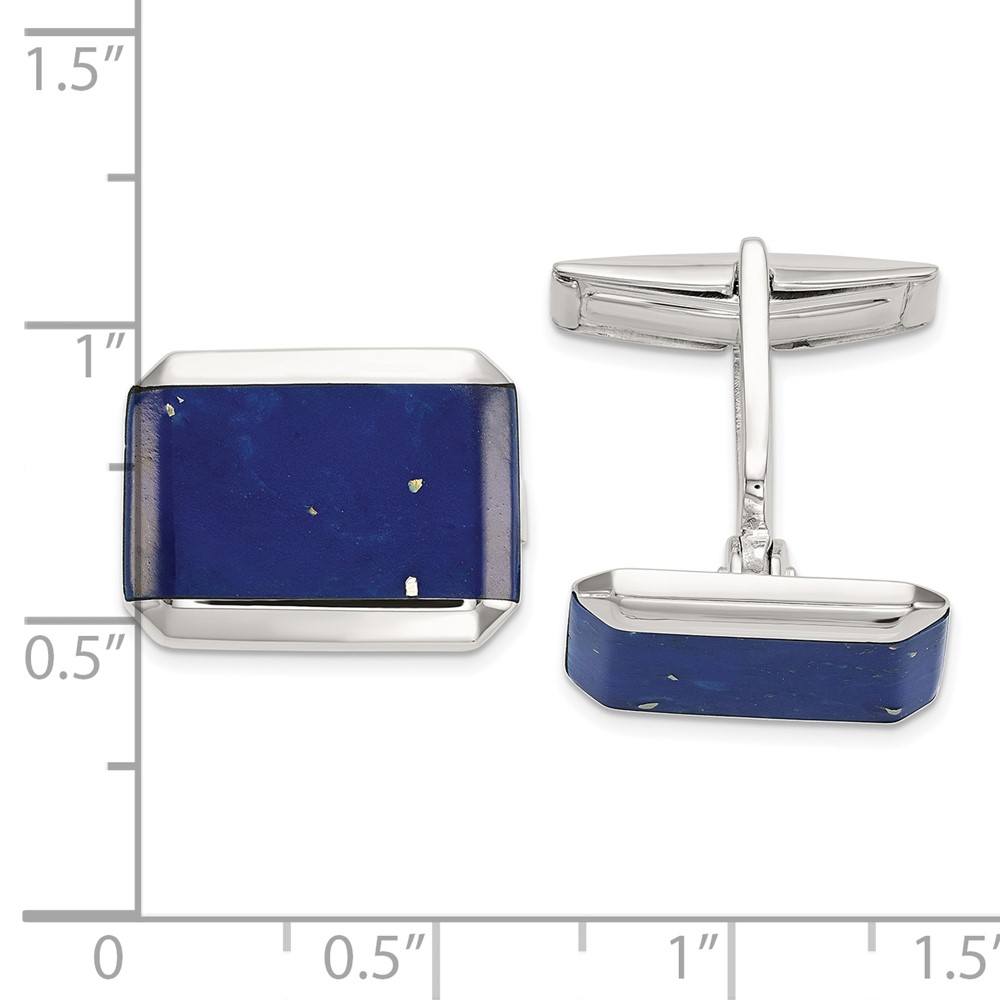 Sterling Silver Rectangle Lapis Cuff Links (QQ612)