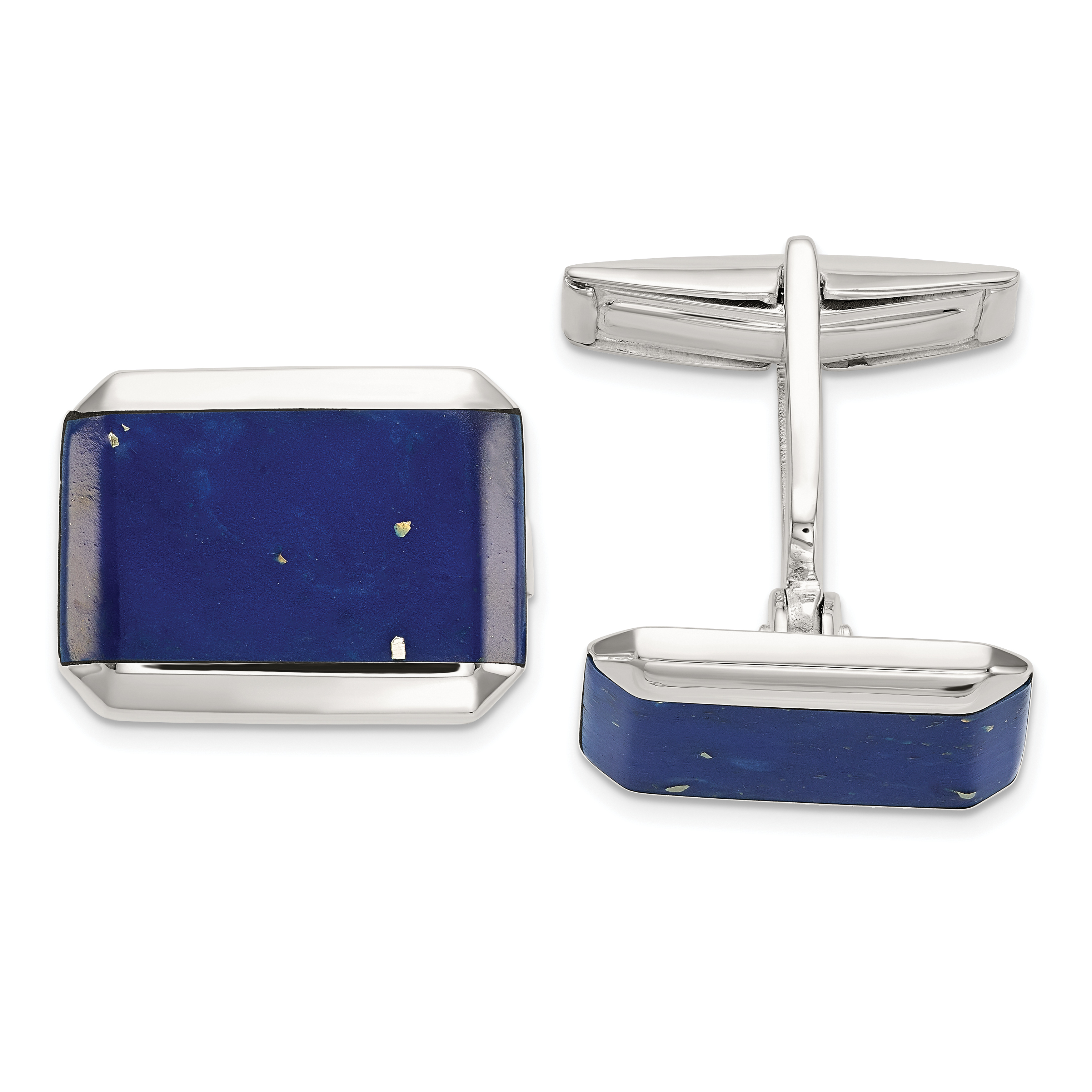 Sterling Silver Rectangle Lapis Cuff Links (QQ612)