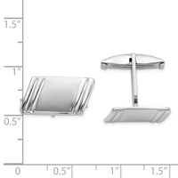 Sterling Silver Rhodium-plated Diagonal Stripes Cuff Links view 2