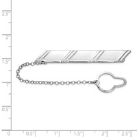 Sterling Silver Rhodium-plated Diagonal Stripes with Button Chain Tie Bar view 2