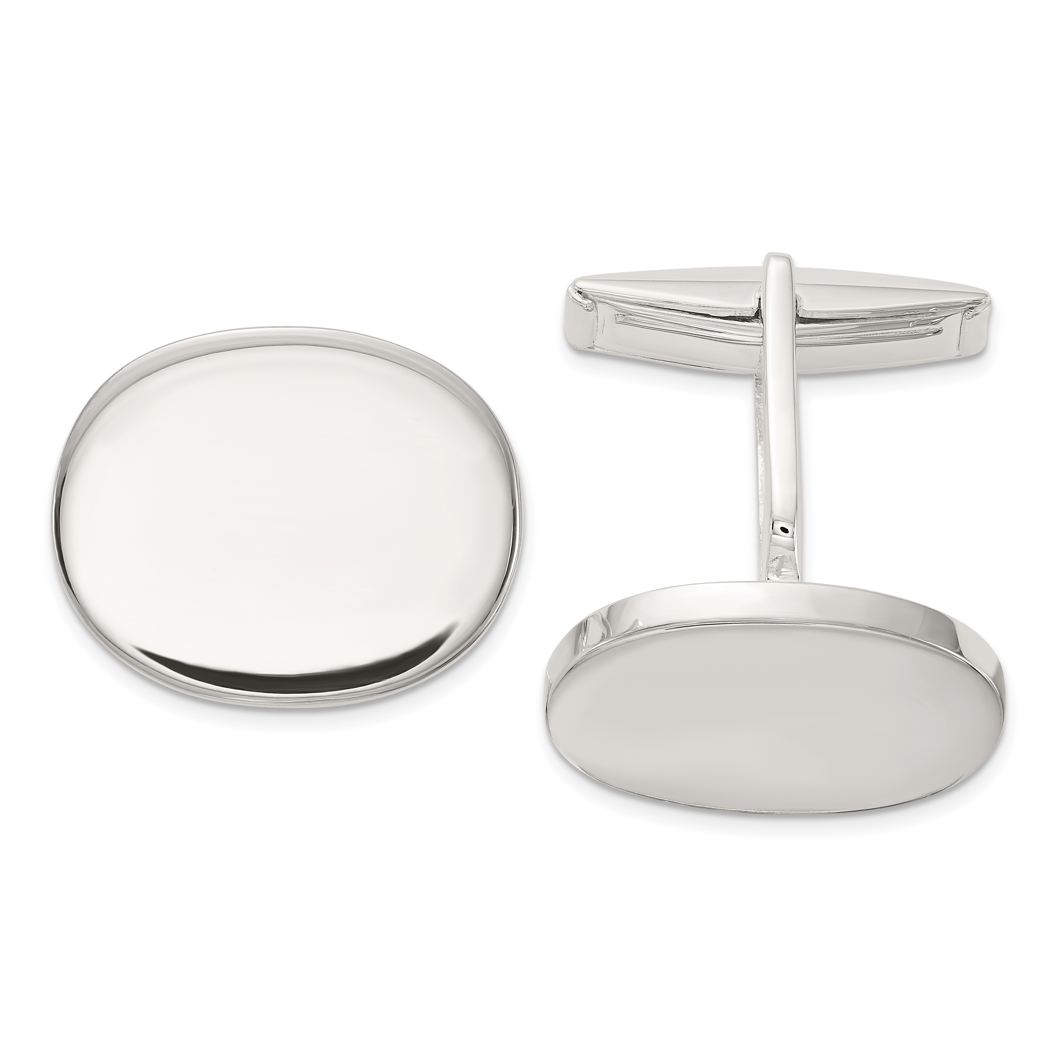 Sterling Silver Polished Oval Cuff Links (QQ629)