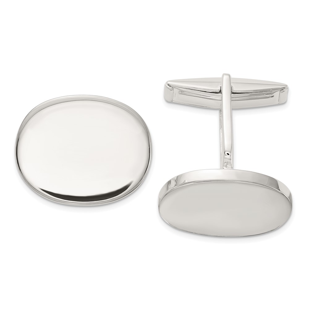 Sterling Silver Polished Oval Cuff Links (QQ629)