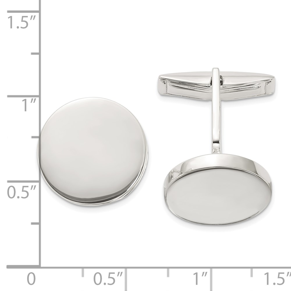 Sterling Silver Polished Round Cuff Links (QQ630)