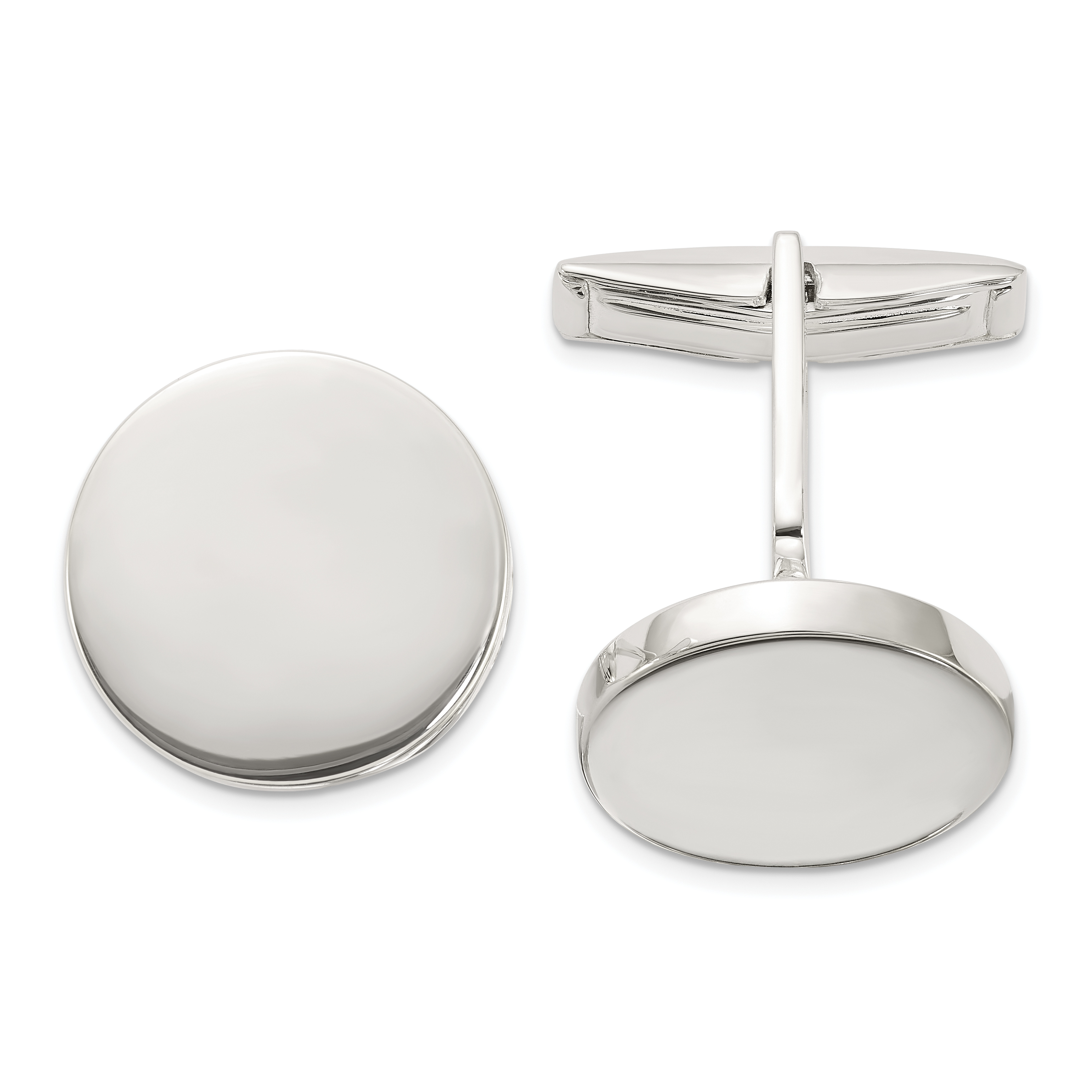 Sterling Silver Polished Round Cuff Links (QQ630)