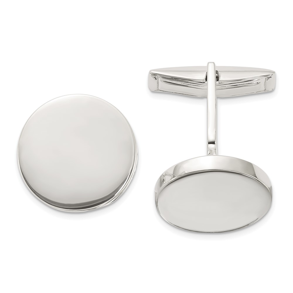 Sterling Silver Polished Round Cuff Links (QQ630)