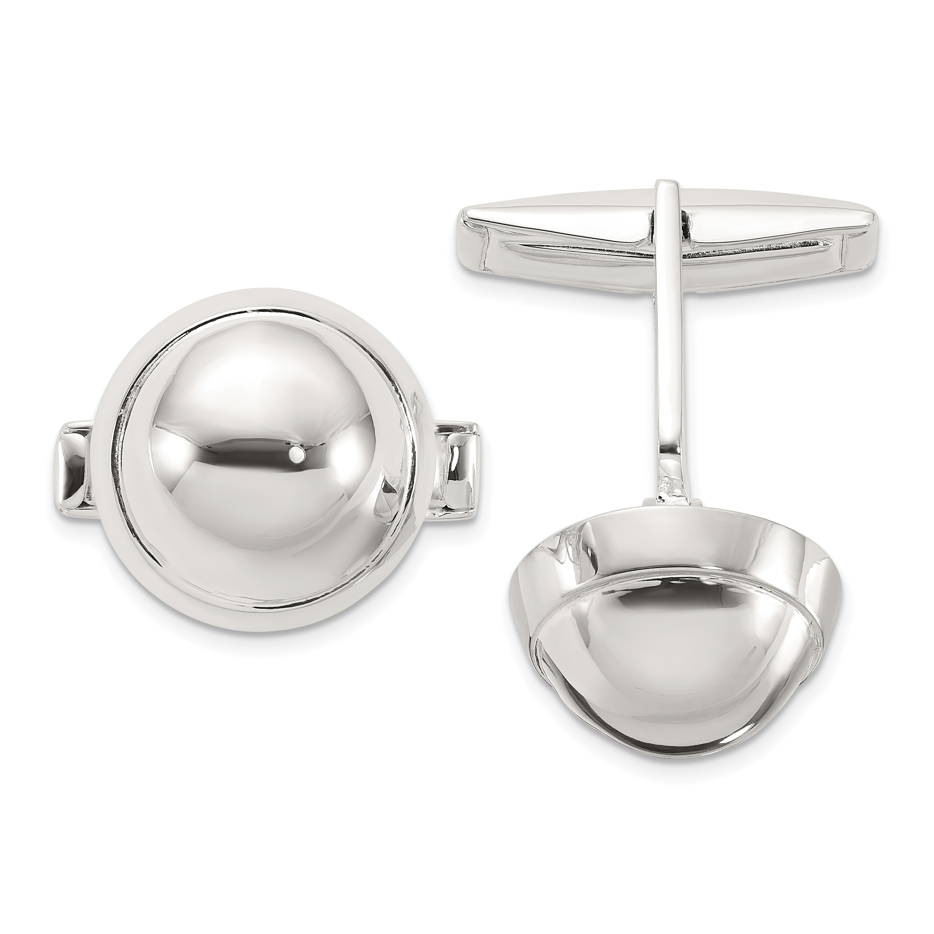 Sterling Silver Polished Round Domed Cuff Links (QQ632)